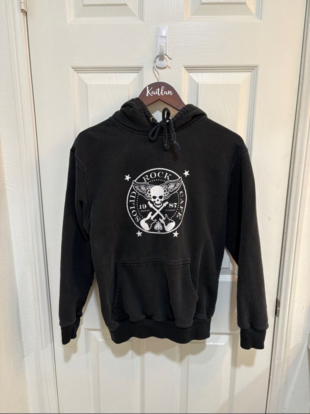 Black Graphic Pullover Hoodie